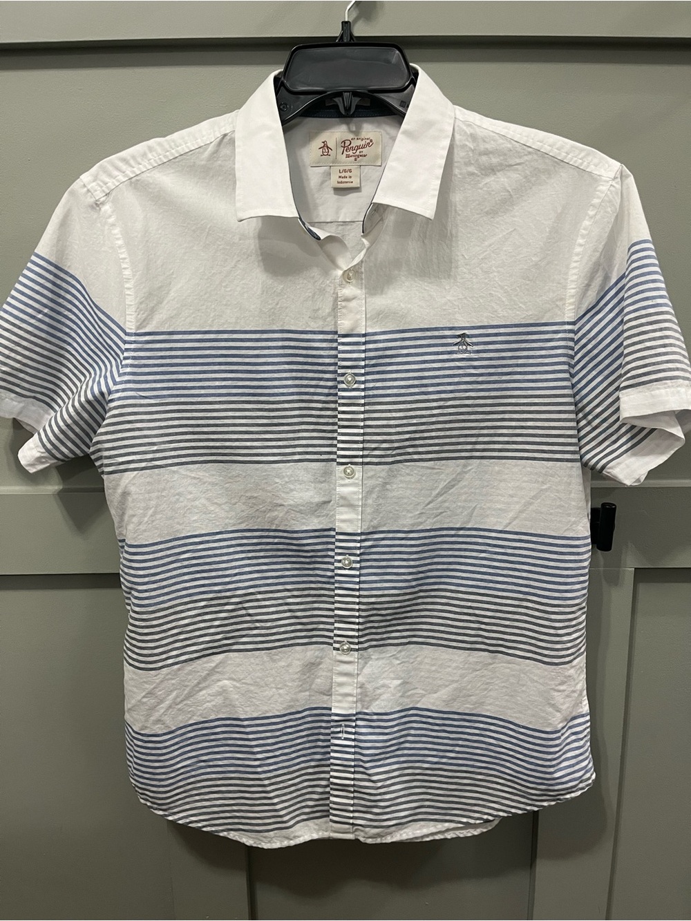 Men’s Penguin by Munsingwear striped short sleeve button down